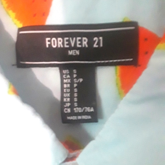 Forever 21 Mens Watermelon Print Button up summery T shirt - Picture 6 of 8
